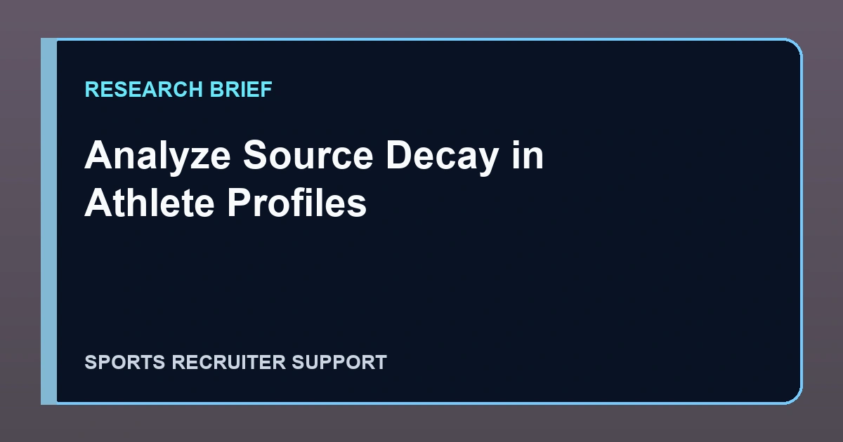 Editorial research card titled Analyze Source Decay in Athlete Profiles