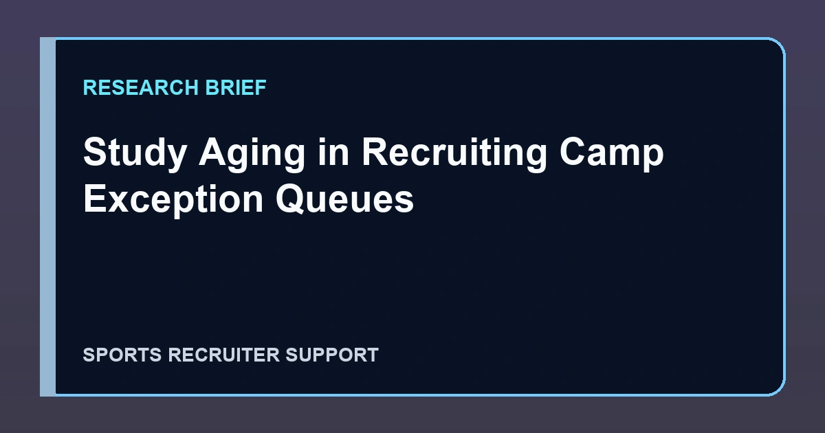 Editorial research card titled Study Aging in Recruiting Camp Exception Queues